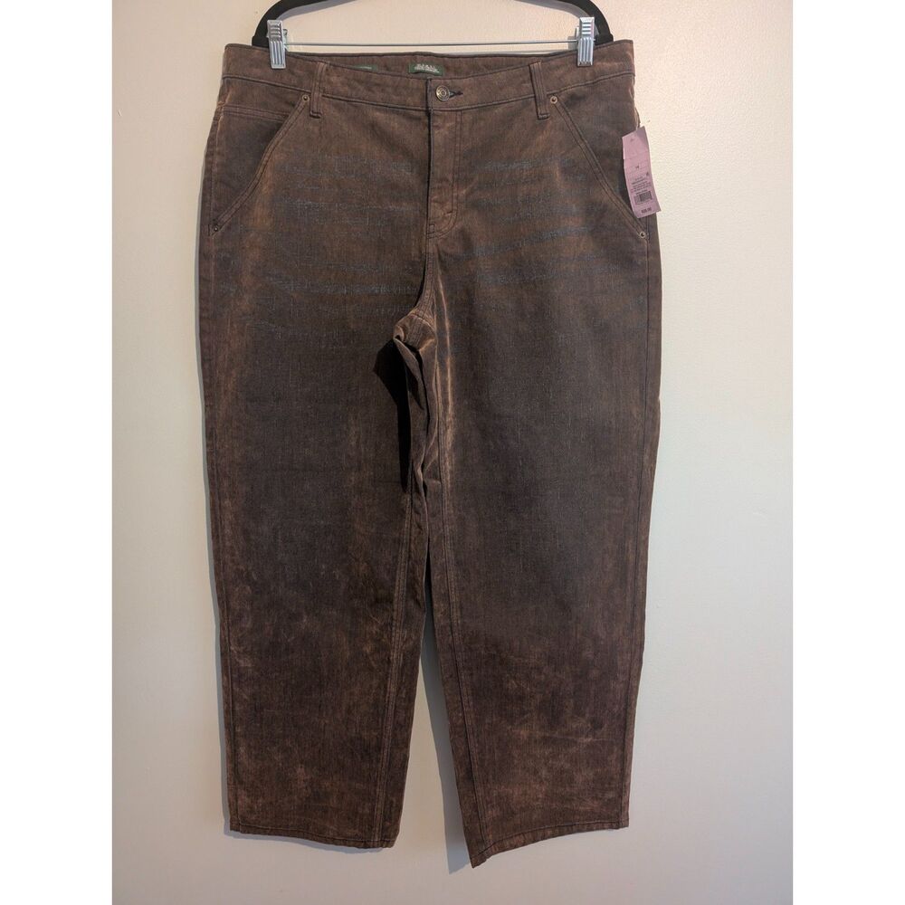 Wild Fable Mid Rise 90's Relaxed Straight Rigid Denim Jeans Brown Wash Size 14 N
